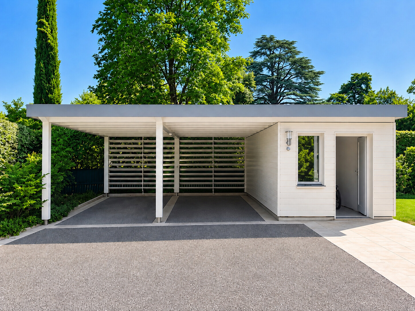 The same carport with the car removed and the surface rebuilt